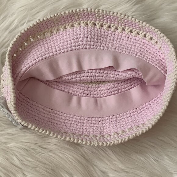 LULULEMON Cotton Crochet Bucket Hat in Light Ivory/Pink Organza Sz S/M - Picture 4 of 4